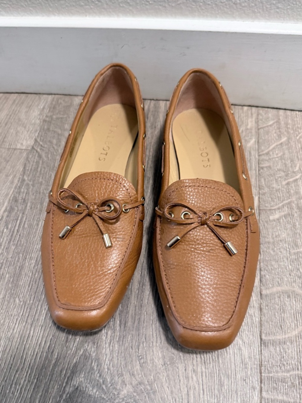 Talbots Beige Leather Slip-On Loafers